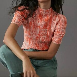 Maeve Bosca Sweater Rounded/Full short sleeve. EUC M